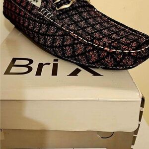 Men's Black and Red Slip-On Loafers